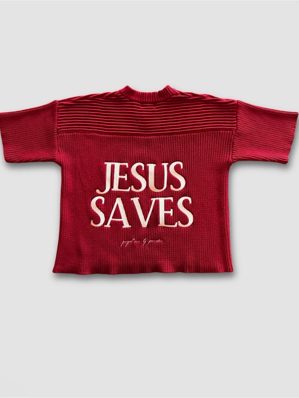 Jesus Saves Graphic Knit Top - Red